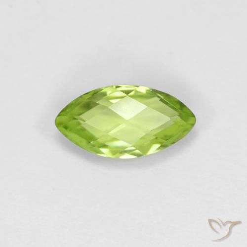 0.62ct Natural Light Lively Green Peridot, Marquise, VS