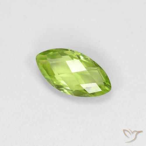 0.62 ct Green Peridot Stone, Natural Peridot in Marquise Checkerboard (double sided) Shape for Sale