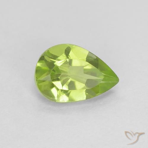 0.73ct Natural Medium Green Peridot, Pear Shape, VVS-VS