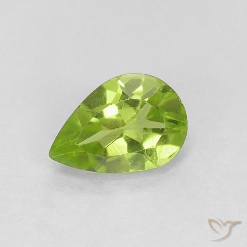 0.73 ct Green Peridot Stone, Natural Peridot in Pear Facet Shape for Sale