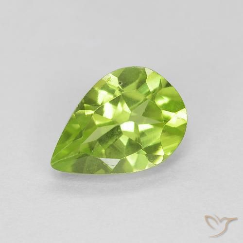 0.82ct Natural Lively Green Peridot, Pear Shape, VVS-VS