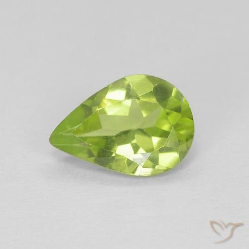 0.65ct Natural Lively Green Peridot, Pear Shape, VVS-VS