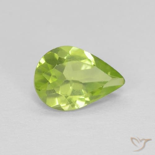 0.65 ct Green Peridot Stone, Natural Peridot in Pear Facet Shape for Sale