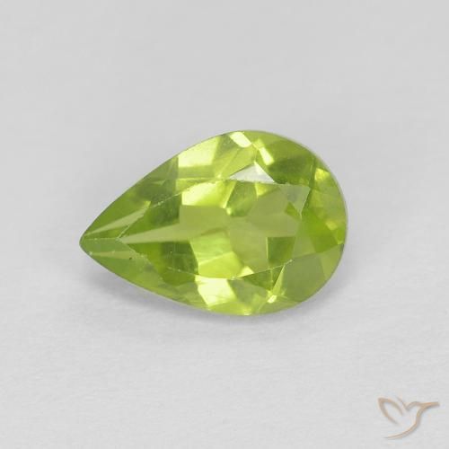 0.75ct Natural Lively Yellowish Green Peridot, Pear Shape, VVS-VS
