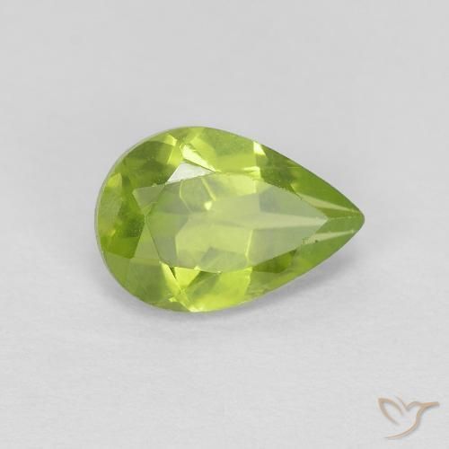 0.75 ct Green Peridot Stone, Natural Peridot in Pear Facet Shape for Sale