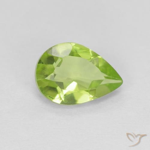 0.72 ct Green Peridot Stone, Natural Peridot in Pear Facet Shape for Sale