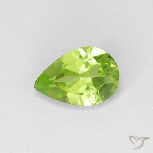 0.72ct Natural Medium Green Peridot, Pear Shape, VS
