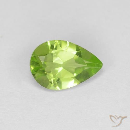 0.72 ct Green Peridot Stone, Natural Peridot in Pear Facet Shape for Sale