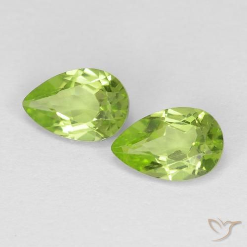 0.88 ctw Green Peridot Stones, Natural Peridot in Pear Facet Shape for Sale