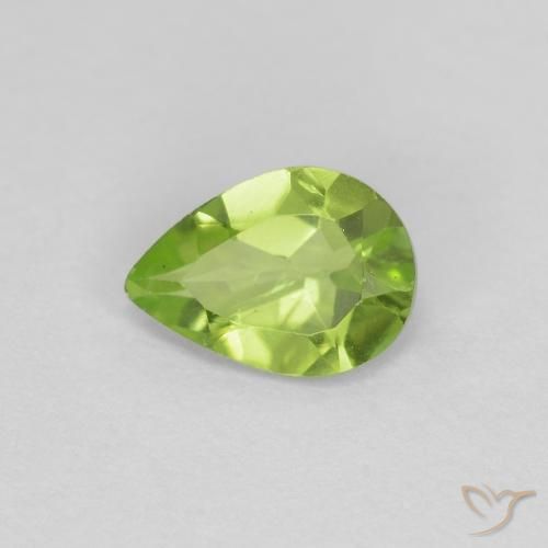 0.69ct Natural Medium Green Peridot, Pear Shape, VS
