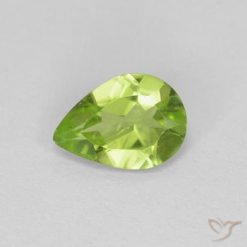 0.69 ct Green Peridot Stone, Natural Peridot in Pear Facet Shape for Sale