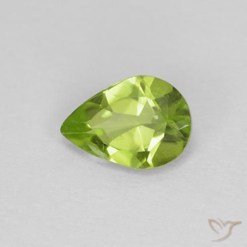 0.65 ct Green Peridot Stone, Natural Peridot in Pear Facet Shape for Sale