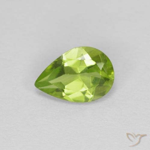 0.73 ct Green Peridot Stone, Natural Peridot in Pear Facet Shape for Sale