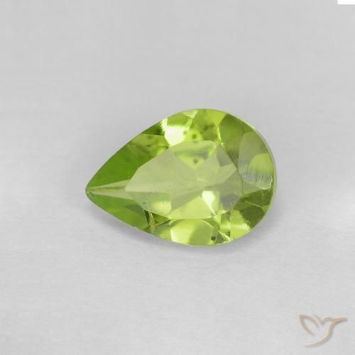 0.68ct Natural Medium Green Peridot, Pear Shape, VS