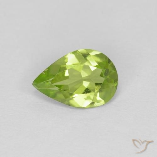 0.61 ct Green Peridot Stone, Natural Peridot in Pear Facet Shape for Sale