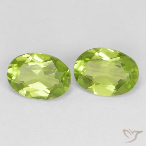 1.64 ctw Green Peridot Stones, Natural Peridot in Oval Facet Shape for Sale