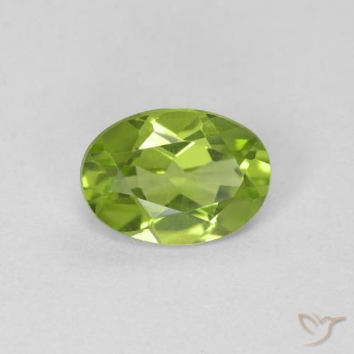 0.79 ct Green Peridot Gemstone, Peridot Gem in Oval Facet Shape for Sale.