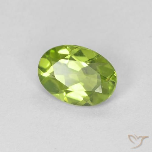 0.79 ct Green Peridot Stone, Natural Peridot in Oval Facet Shape for Sale