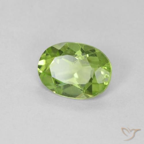 0.83 ct Green Peridot Stone, Natural Peridot in Oval Facet Shape for Sale