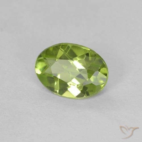 0.65 ct Green Peridot Stone, Natural Peridot in Oval Facet Shape for Sale
