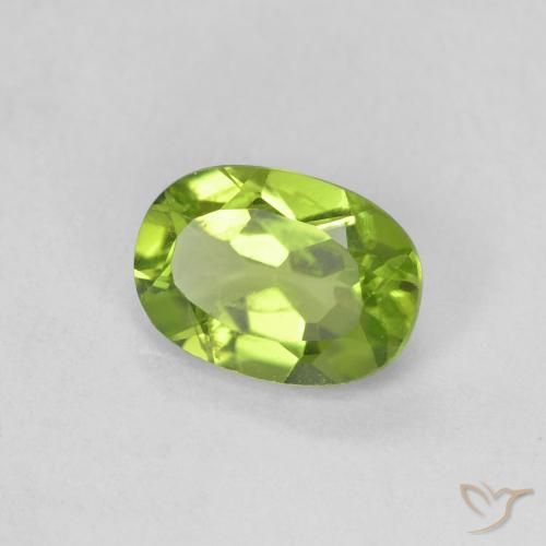 0.92 ct Green Peridot Stone, Natural Peridot in Oval Facet Shape for Sale