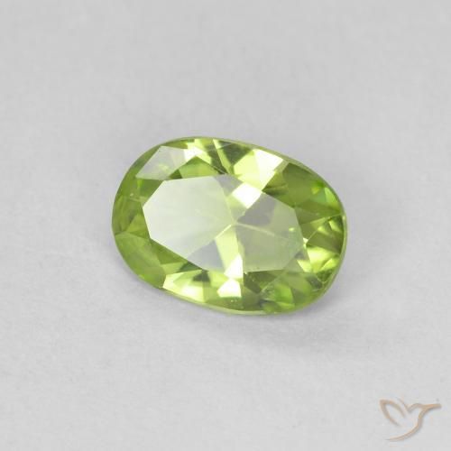 0.76 ct Green Peridot Stone, Natural Peridot in Oval Facet Shape for Sale