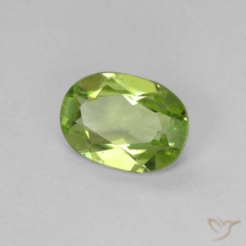 0.79 ct Green Peridot Stone, Natural Peridot in Oval Facet Shape for Sale