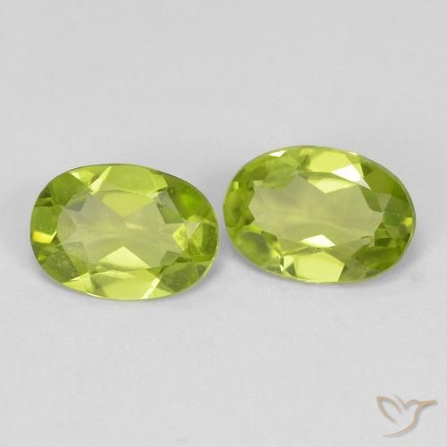 1.42 ctw Green Peridot Stones, Natural Peridot in Oval Facet Shape for Sale