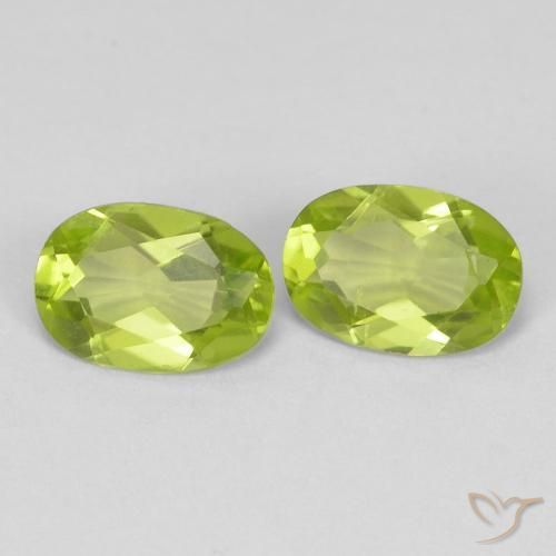 1.47 ctw Green Peridot Stones, Natural Peridot in Oval Facet Shape for Sale