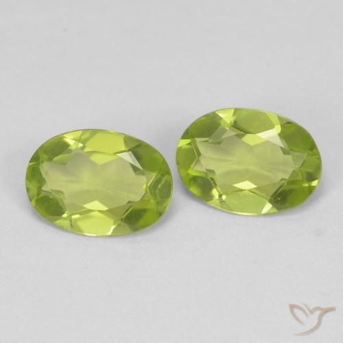 1.36 ctw Green Peridot Stones, Natural Peridot in Oval Facet Shape for Sale