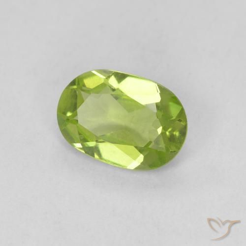 0.73 ct Green Peridot Stone, Natural Peridot in Oval Facet Shape for Sale