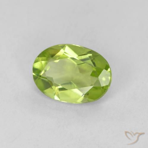 0.80 ct Green Peridot Stone, Natural Peridot in Oval Facet Shape for Sale
