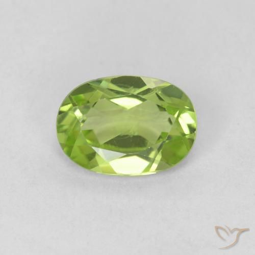 0.78 ct Green Peridot Gemstone, Peridot Gem in Oval Facet Shape for Sale.