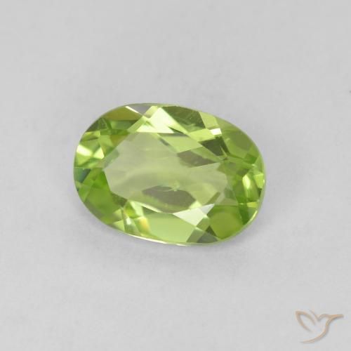 0.78 ct Green Peridot Stone, Natural Peridot in Oval Facet Shape for Sale