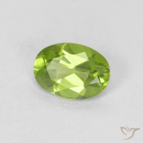 0.82 ct Green Peridot Stone, Natural Peridot in Oval Facet Shape for Sale