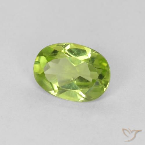 0.80 ct Green Peridot Stone, Natural Peridot in Oval Facet Shape for Sale