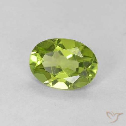 0.73 ct Green Peridot Stone, Natural Peridot in Oval Facet Shape for Sale