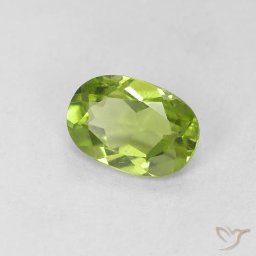 0.80 ct Green Peridot Stone, Natural Peridot in Oval Facet Shape for Sale