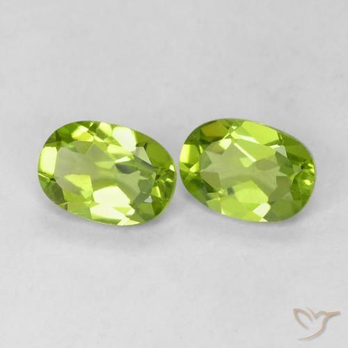 1.84 ctw Green Peridot Stones, Natural Peridot in Oval Facet Shape for Sale