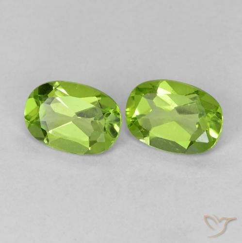 1.59 ctw Green Peridot Stones, Natural Peridot in Oval Facet Shape for Sale