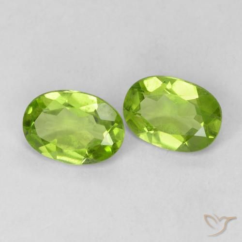 1.55 ctw Green Peridot Stones, Natural Peridot in Oval Facet Shape for Sale