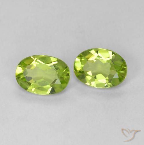 1.82 ctw Green Peridot Stones, Natural Peridot in Oval Facet Shape for Sale