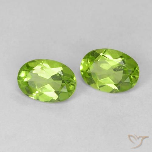 1.49 ctw Green Peridot Stones, Natural Peridot in Oval Facet Shape for Sale