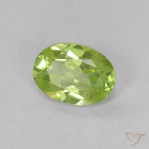 0.80 ct Green Peridot Stone, Natural Peridot in Oval Facet Shape for Sale