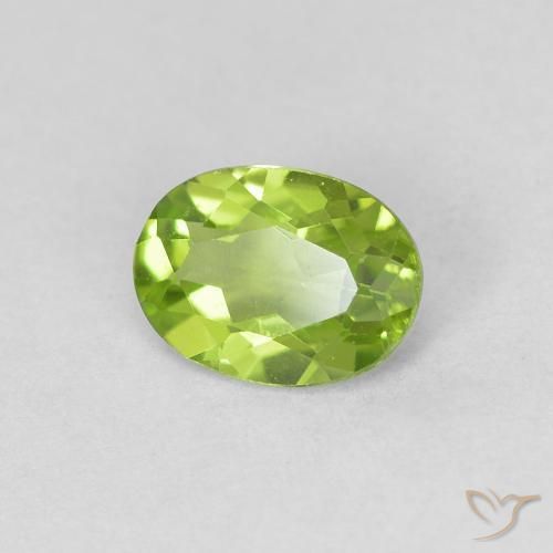 0.73 ct Green Peridot Stone, Natural Peridot in Oval Facet Shape for Sale