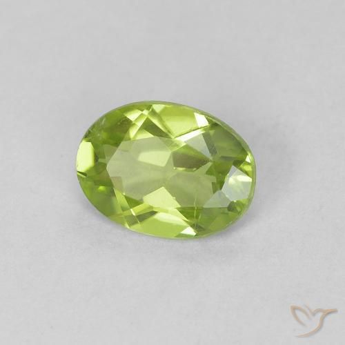 0.67 ct Green Peridot Stone, Natural Peridot in Oval Facet Shape for Sale