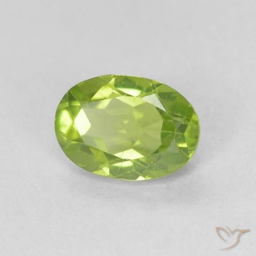 0.93 ct Green Peridot Stone, Natural Peridot in Oval Facet Shape for Sale