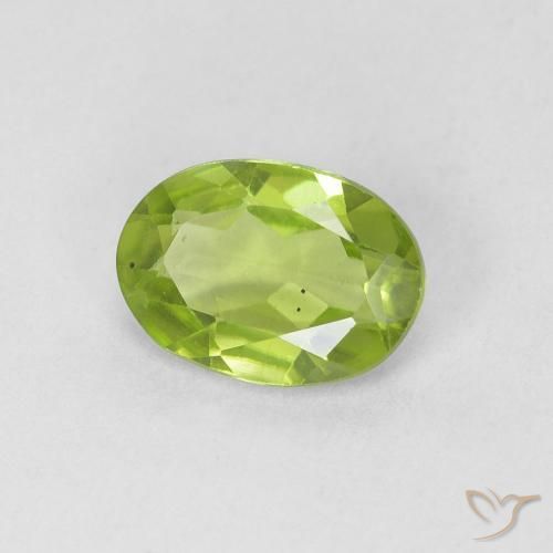 0.76 ct Green Peridot Stone, Natural Peridot in Oval Facet Shape for Sale