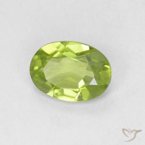 0.85 ct Green Peridot Stone, Natural Peridot in Oval Facet Shape for Sale
