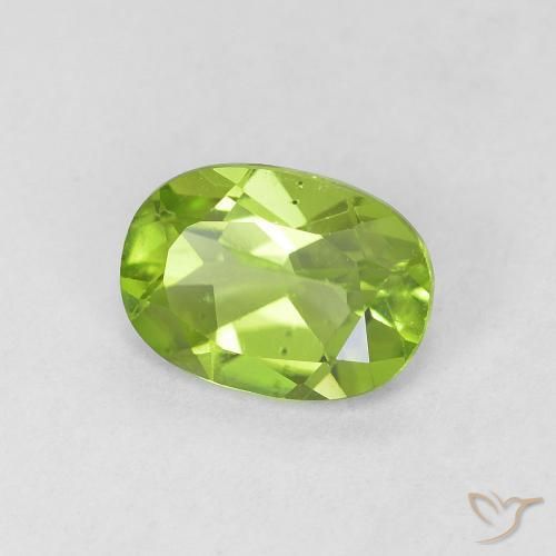 0.90 ct Green Peridot Stone, Natural Peridot in Oval Facet Shape for Sale